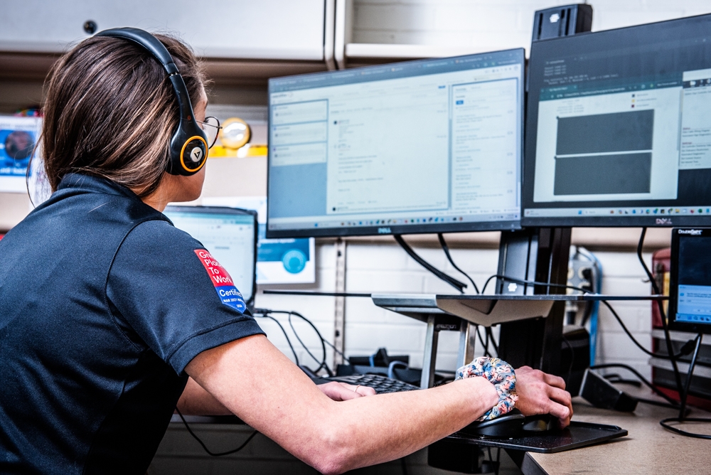 Watchfire service technician at work station.